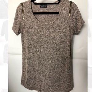 Papermoon Zip-Shoulder Knit Tee/T-Shirt